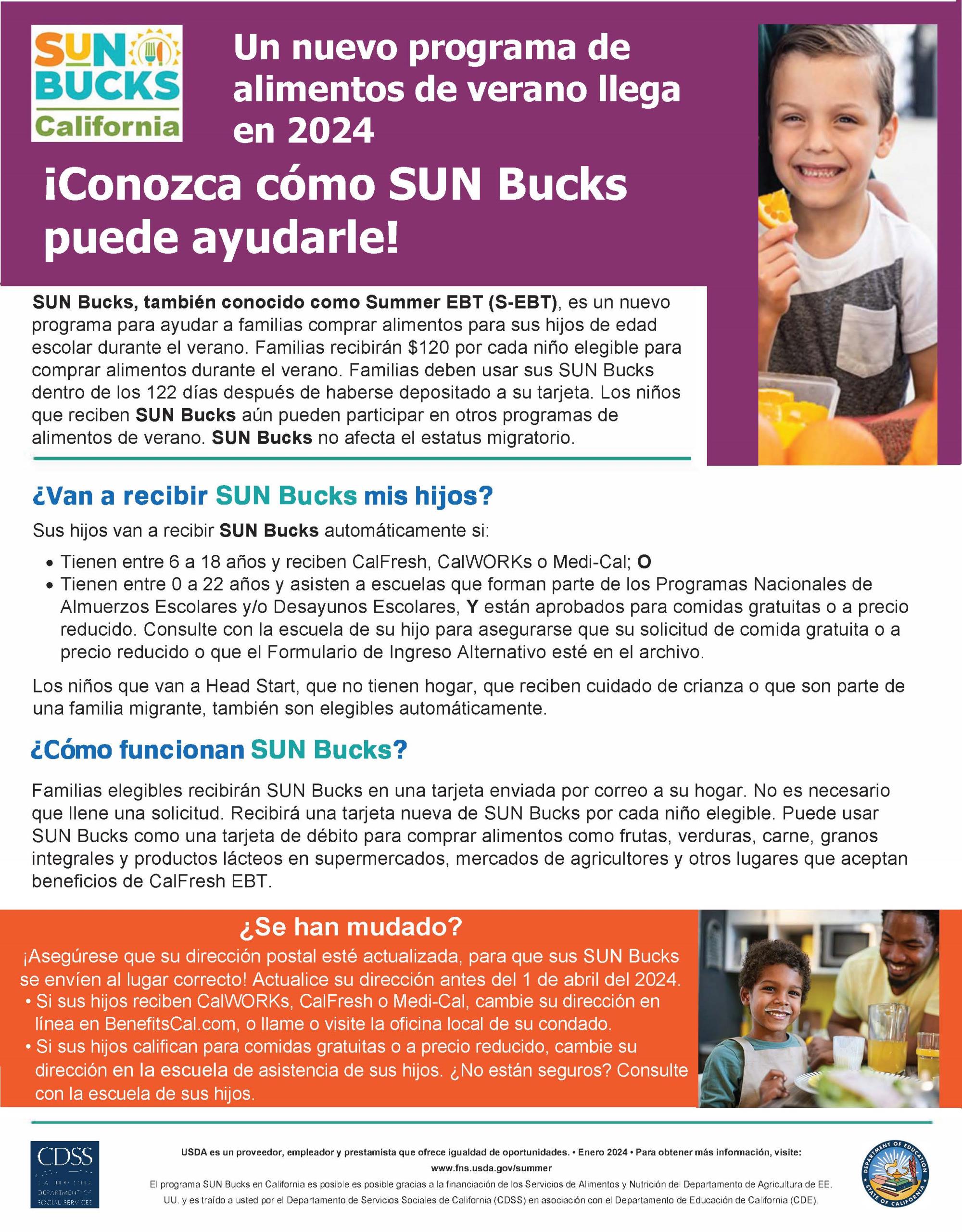 Summer EBT SUN Bucks Flyer 031524 - Spanish Translation